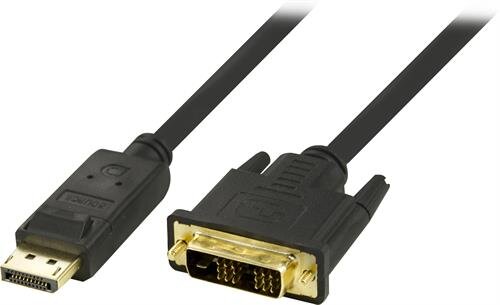 Deltaco DisplayPort till DVI-kabel 2m – Svart
