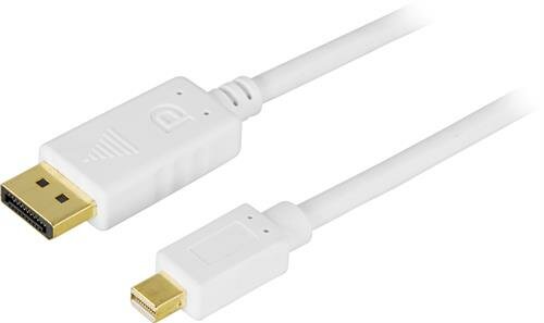Deltaco DisplayPort till Mini-DisplayPort-kabel 3m – Vit