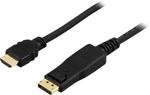 Deltaco DisplayPort till HDMI-kabel 5m – Svart