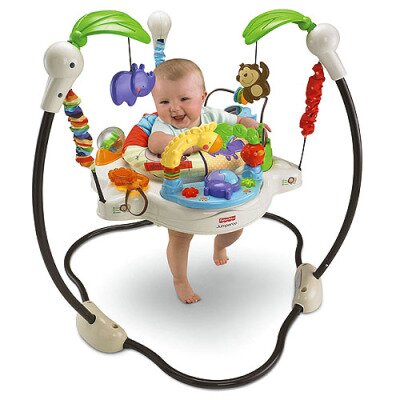 Fisher-Price Jumperoo-aktivitetscenter för barn med ljus, ljud och musik,  interaktiv hoppgunga, hoppande leopard, HND47