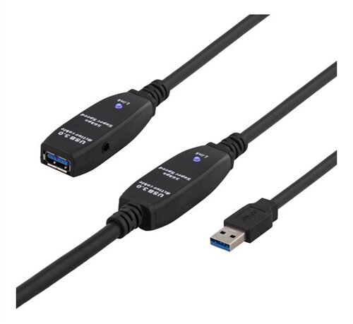 Deltaco aktiv USB 3.0-förlängningskabel – 10m