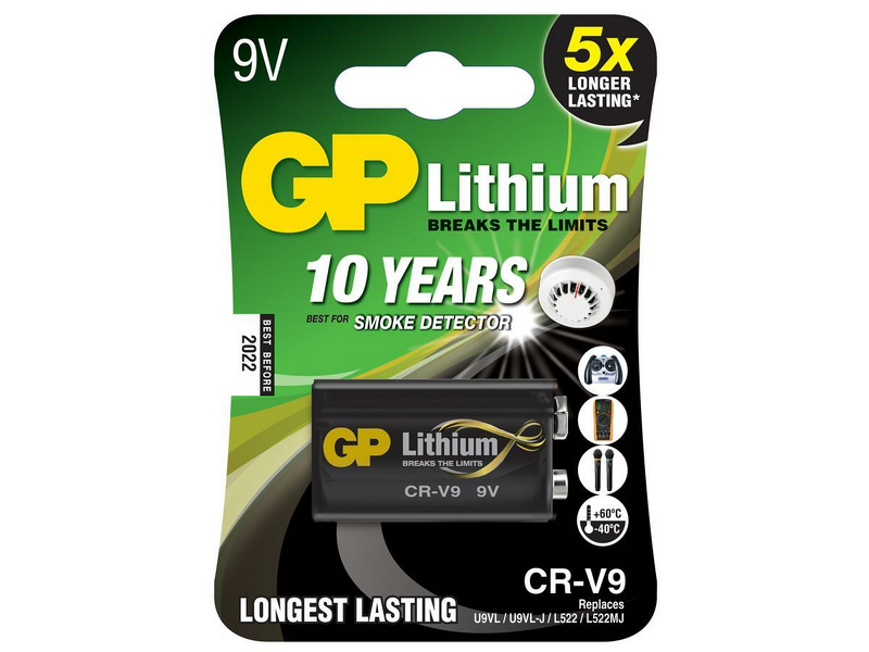 Product Image for GP 9V lithiumbatteri CRV9SD-2U1, 1-pack