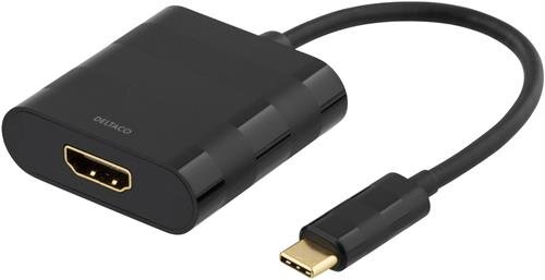 Deltaco USB 3.1 till HDMI adapter USB typ C hane – HDMI hona Svart