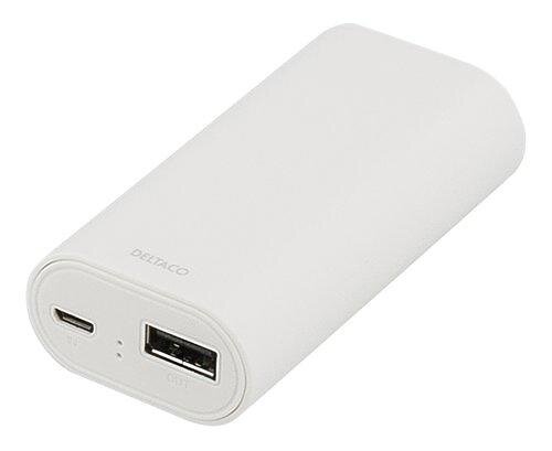 DELTACO Power Bank 4000mAh USB 5V 1A – Vit