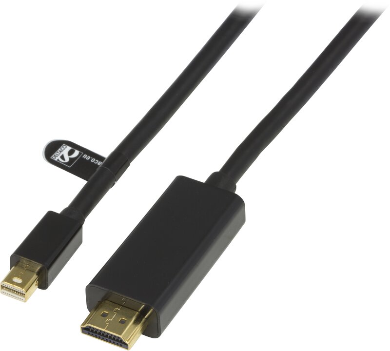 Deltaco Mini-DisplayPort till HDMI-kabe 2m – Svart