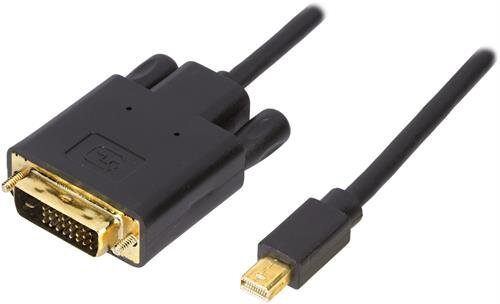 Deltaco Mini-DisplayPort till DVI-kabel 2m - Svart