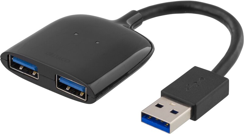 Deltaco PRIME USB 3.0 hubb, 2xTyp A portar, svart
