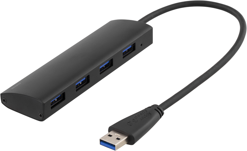 Product Image for Deltaco USB 3.1 hubb, 4xTyp A hona, aluminium, svart