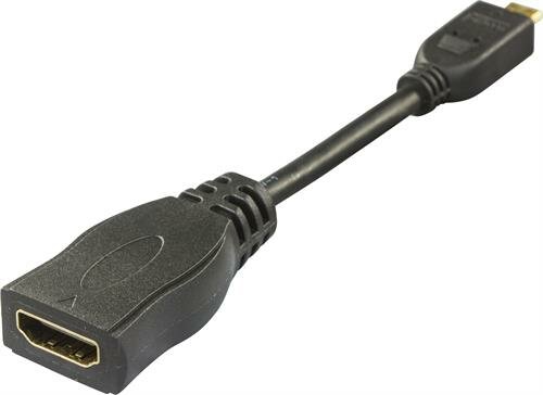 Deltaco HDMI-adapter, Micro HDMI hane - HDMI hona 0.1m - Svart