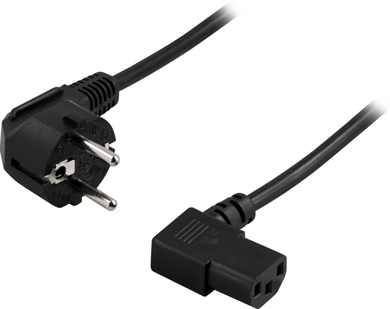 Product Image for Deltaco Vinklad Apparatkabel / Vinklad C13 - Svart / 1m