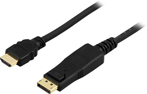 Deltaco DisplayPort till HDMI-kabel 0.5m – Svart