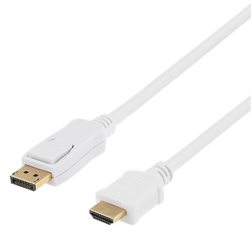 Deltaco DisplayPort till HDMI-kabel 1m – Vit