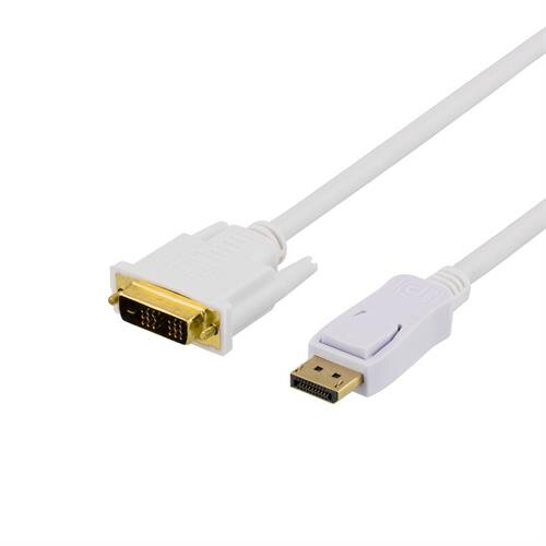 Deltaco DisplayPort till DVI-kabel 1m – Vit