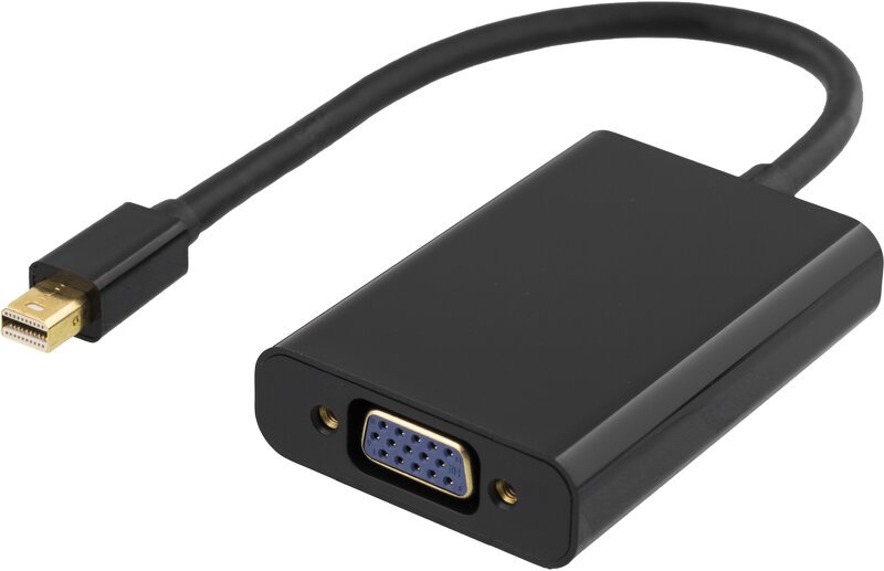 Deltaco mini DisplayPort till VGA-adapter med ljud, 0,25m, svart