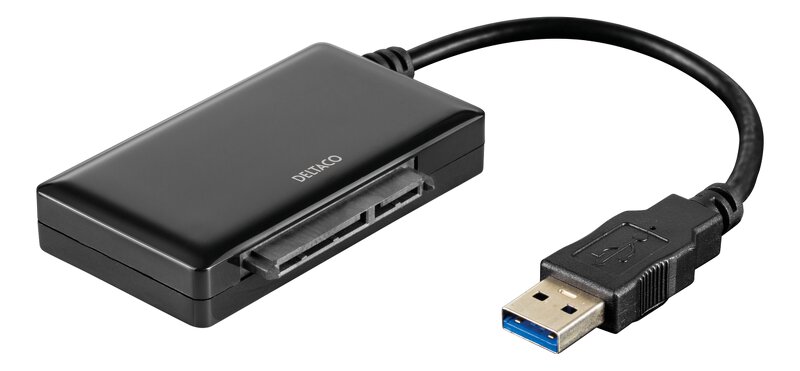 Deltaco USB 3.0 till SATA 6Gb/s adapter för 2,5″ hårddiskar svart