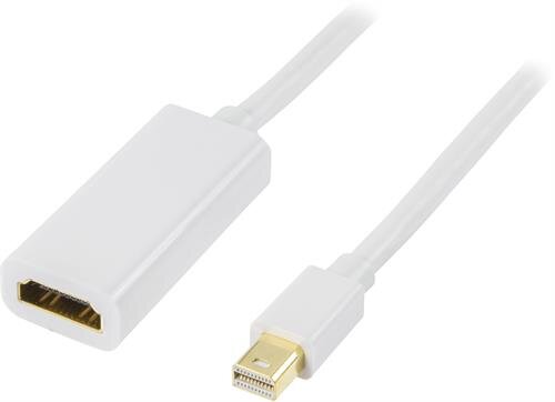 Deltaco HDMI-adapter mini DisplayPort till HDMI 1m – Vit