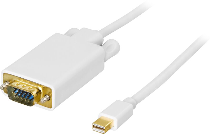 Deltaco mini DisplayPort till VGA(HD15) kabel, ha-ha, 1m, vit