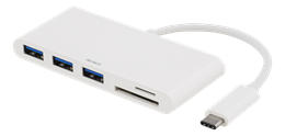 Product Image for Deltaco USB-hubb 3.1 USB-C, 3xUSB A, SD/microSD-reader - Vit