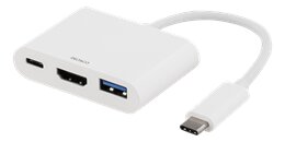 DELTACO USB-C Multiadapter, HDMI och laddning, vit