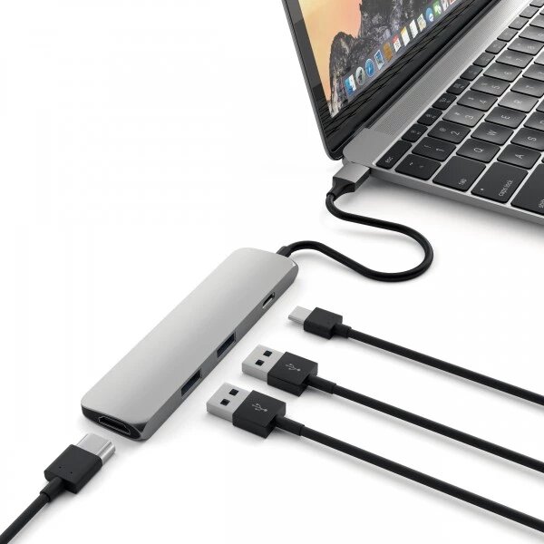 Satechi Slim Aluminum Type-C Multi-Port Adapter - Rymdgrå