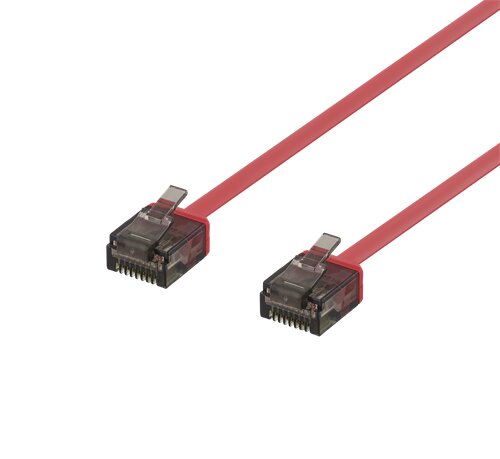Deltaco UTP Cat6a Nätverkskabel Flat / 2m – Röd