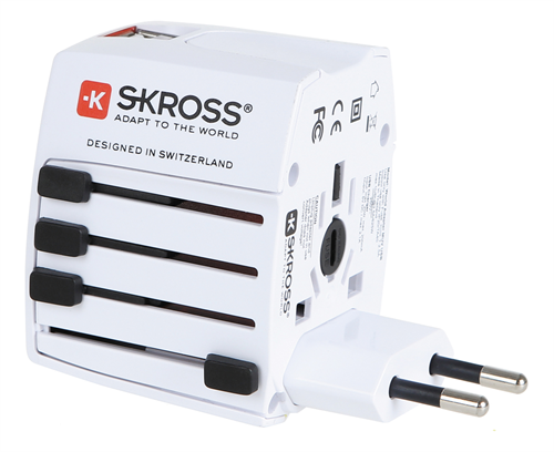 Product Image for SKROSS MUV USB Världs-reseadapter, EMEA/US/UK/AU, 2xUSB Typ A ho 5V 2,1A, 100-250V