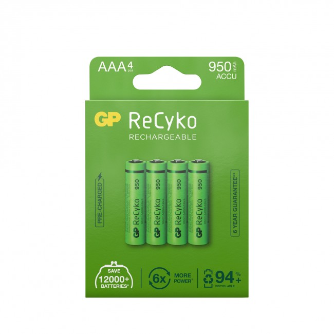 Product Image for GP ReCyko AAA/LR3 950 mah Uppladdningsbart Batteri 4-pack