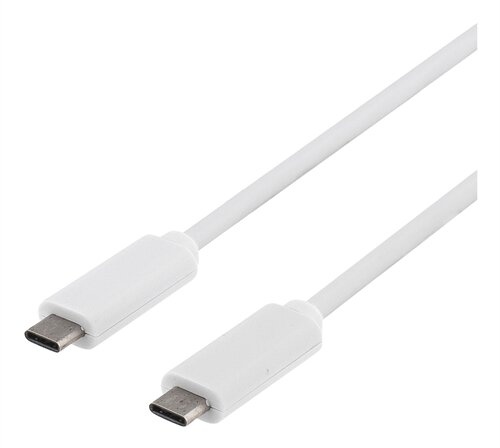 Deltaco USB 3.1 kabel Typ C – Typ C Gen 1 1m – Vit