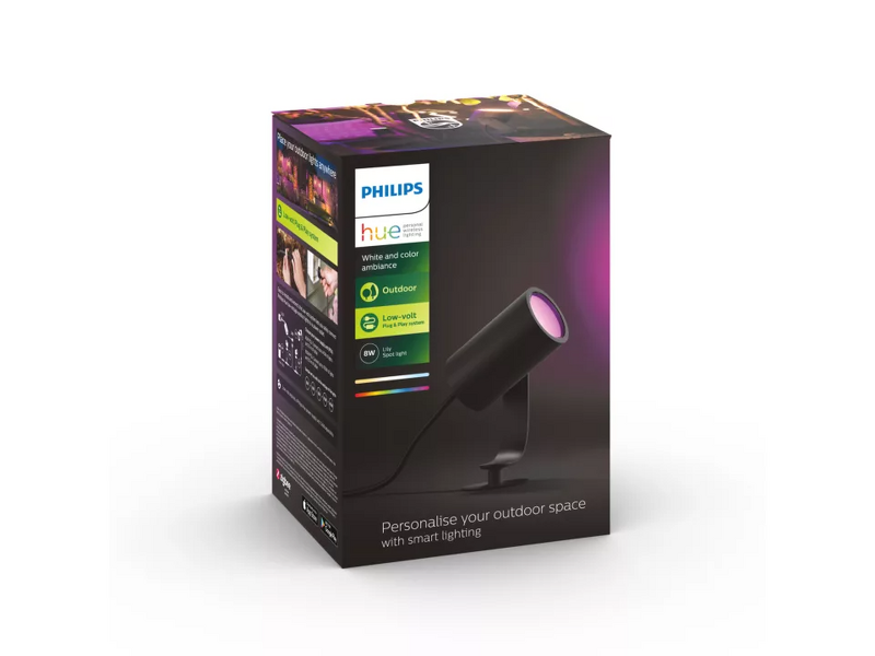 Product Image for Philips Hue White and Color Ambience Lily spotlight för utomhusbruk 8W / Svart / 1-pack