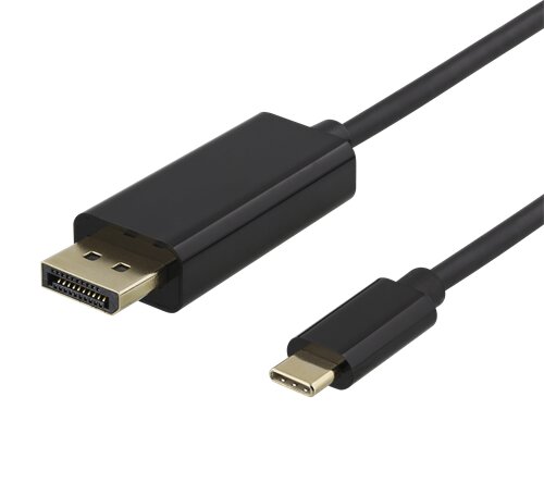 Deltaco USB-C till DisplayPort-kabel 1m – Svart