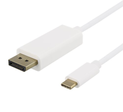 Deltaco USB-C till DisplayPort-kabel 1m – Vit