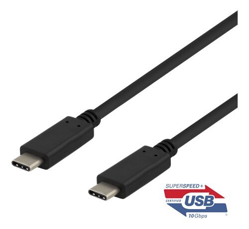 Deltaco USB 3.1 kabel, Typ C - Typ C, Gen 2, 0.5m - Svart