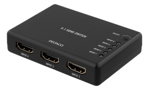 Deltaco HDMI-Switch 5-1 Fjärrkontroll – Svart