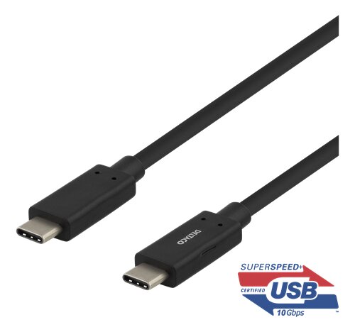 Deltaco USB 3.1 kabel Typ C – Typ C Gen 2 0.5m – Svart