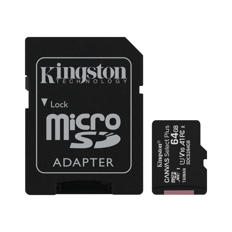 Kingston microSDXC Canvas Select Plus – 64GB / Class 10 / UHS-1 / Adapter