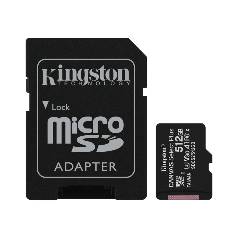 Produktfoto för Kingston microSDXC Canvas Select Plus - 512GB / Class 10 / UHS-1 / Adapter