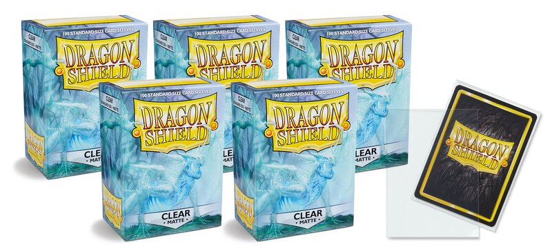 Dragon Shield Matte Sleeves Clear 63×88 (100 in box) – 5-pack