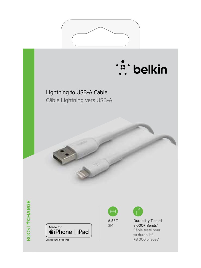 Belkin Lightning till USB-A kabel 2 meter – Vit