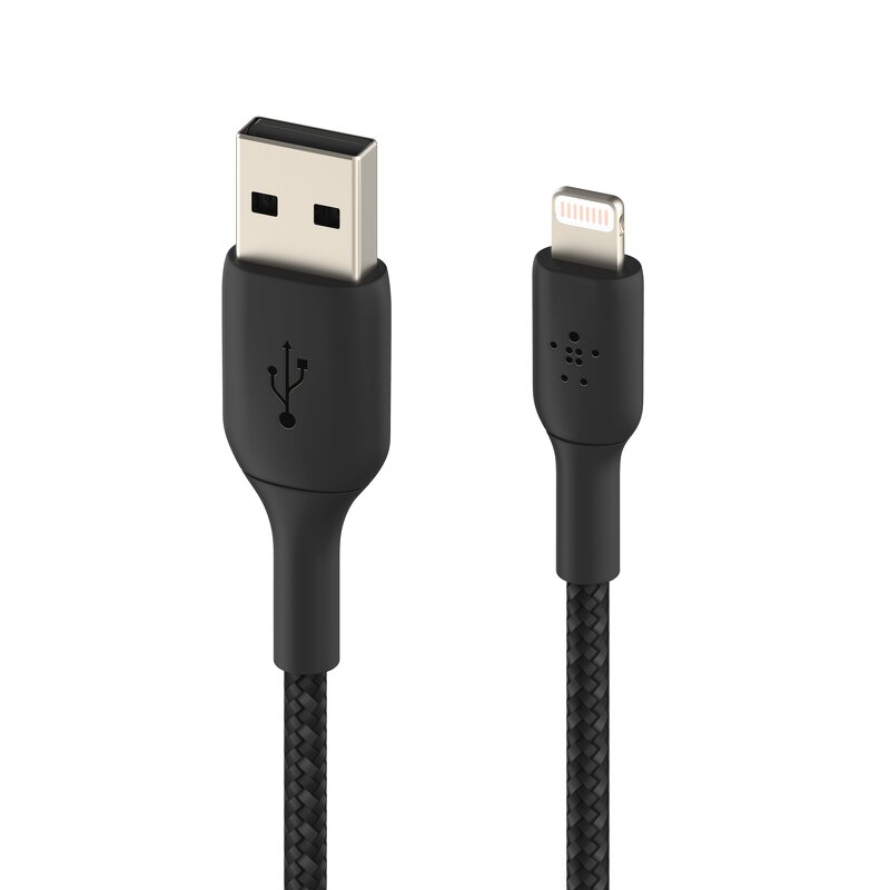 Belkin Nylonflätad Lightning till USB-A kabel 2 meter – Svart