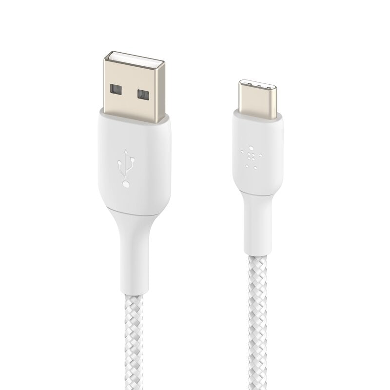 Belkin – Nylonflätad USB-A till USB-C kabel 1 meter – Vit