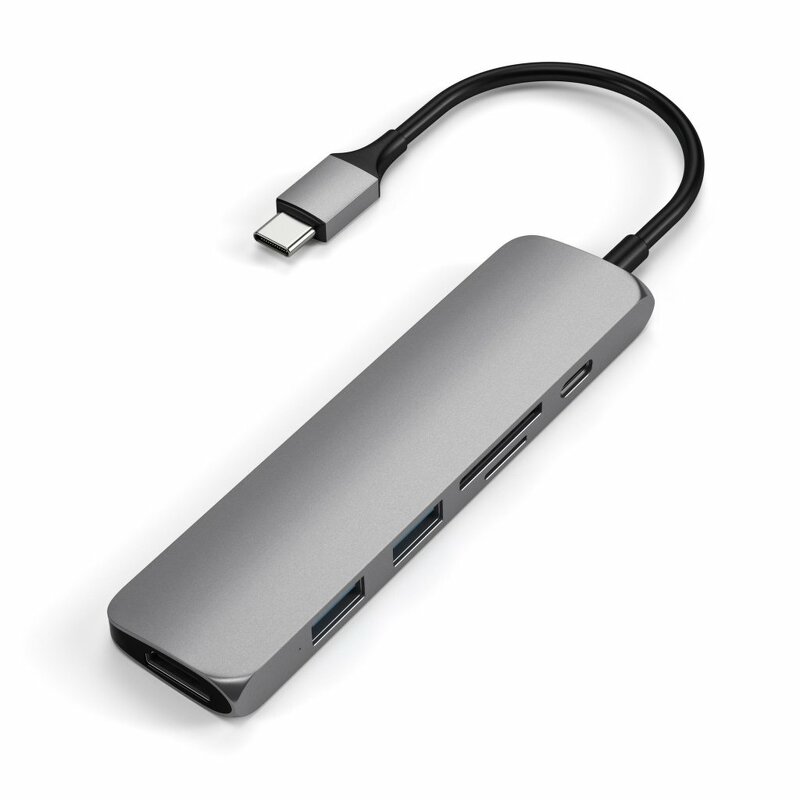 Satechi Slim USB-C MultiPort Adapter V2 med HDMI USB 3.0 portar samt kortläsare