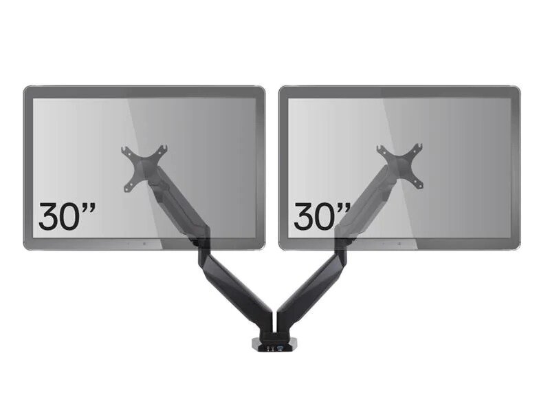 iiglo Monitorfäste Gasarm för dubbla skärmar GM200 (10-30″) Vesa 75×75/100×100 döljer kablar