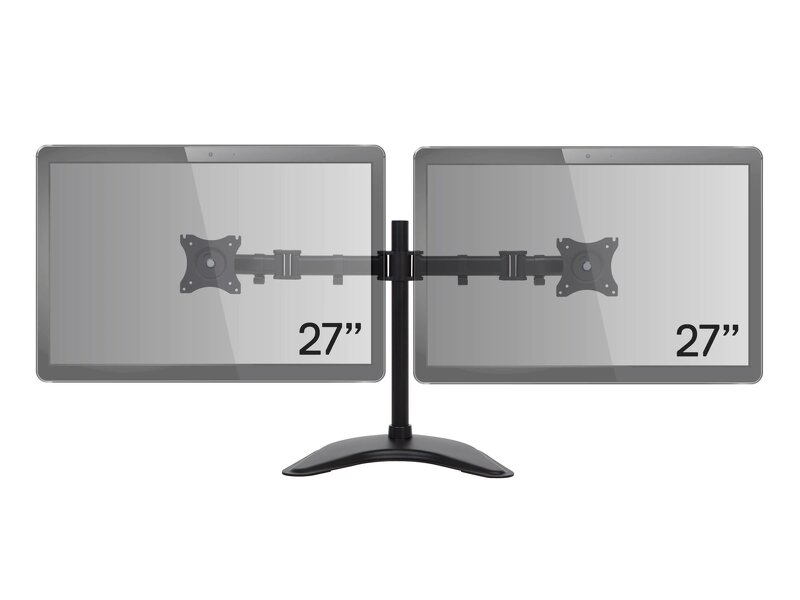 iiglo Skärmfäste MMS202 till dubbla monitorer (13-27", max 8 kg per), fot/klämfäste, VESA 75/100, sv