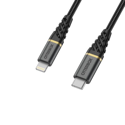 OtterBox Premium Kabel USB C-Lightning Snabbladdning 2m – Svart