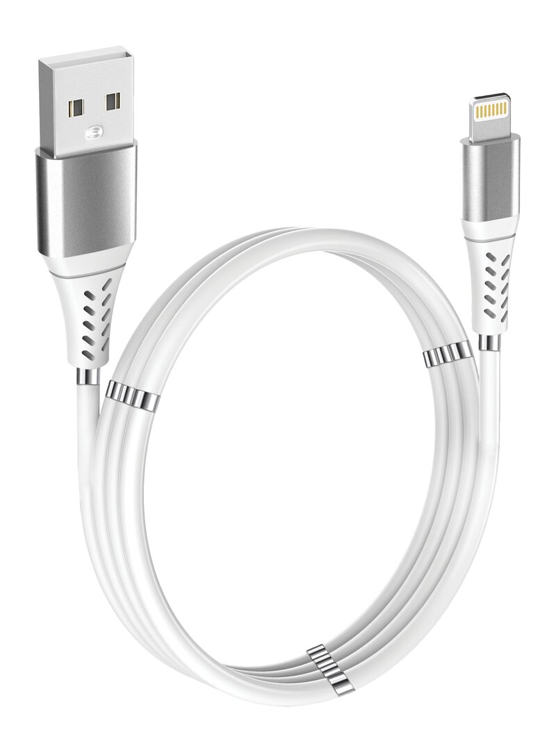 GADGETMONSTER Magnet kabel USB-A – Lightning 1m – Vit