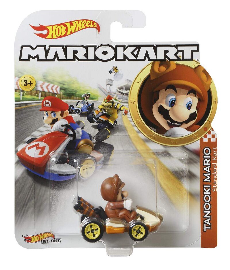 Hot Wheels Mario Kart: Tanooki Mario Standard Kart Die-Cast