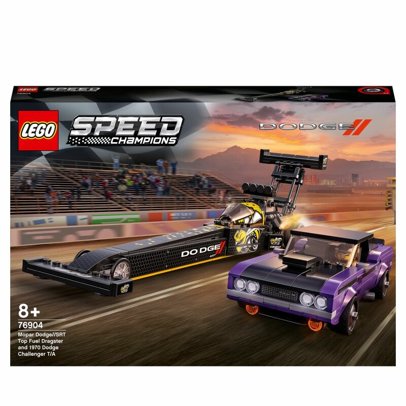 LEGO Speed Champions Mopar Dodge SRT Top Fuel Dragster and 1970 Dodge Challenger 76904