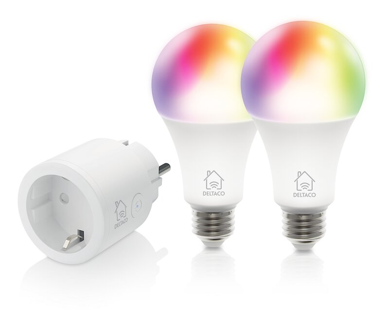 Deltaco Smart Home SH-KIT01 Starter kit med smart-plug och 2x RGB LED-lampor