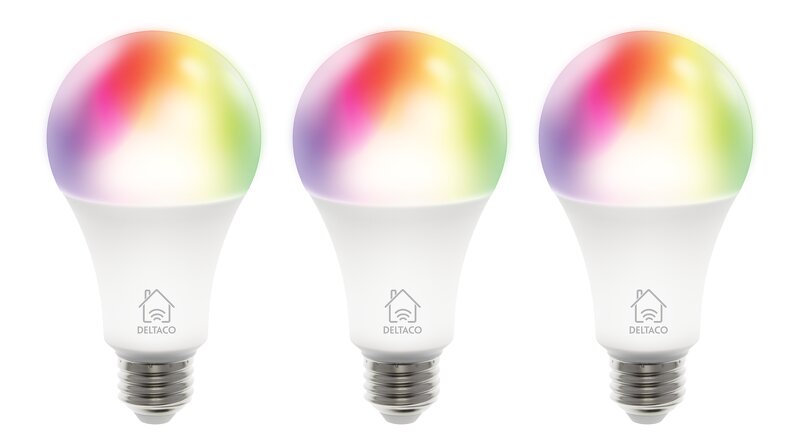 Deltaco Smart Home LED-lampa / Color / 3-pack – E27