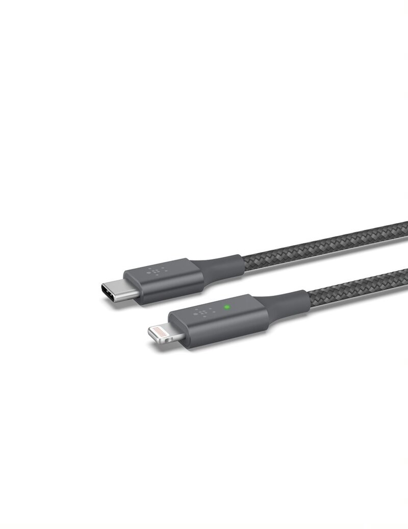 Belkin Nylonflätad Lightning till Smart LED USB-C kabel 1.2 meter – Grå